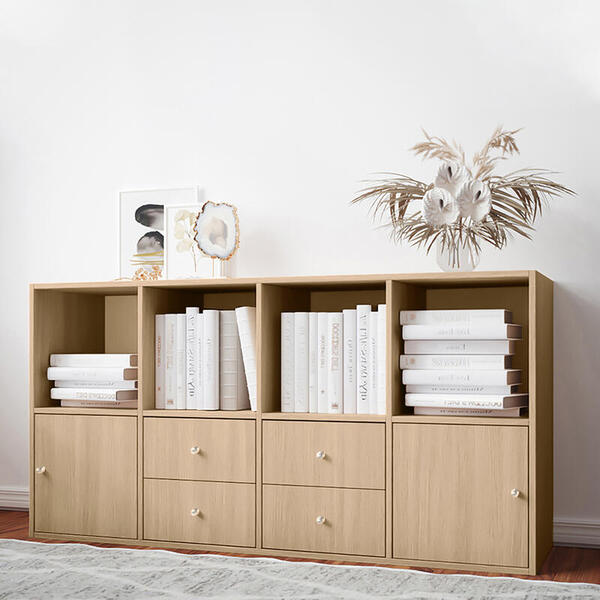 Стеллаж Билли 24 Дуб Сонома светлый 3025 147*39*77 см, Бежевый   Фиеста