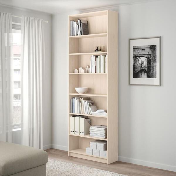 Стеллаж Билли 04 Дуб молочный 8622 80*28*237 см, Бежевый   Фиеста