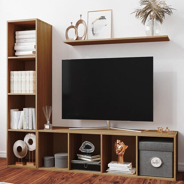 Стеллаж Билли 25 Орех Экко 9459 185*39*147 см, Бежевый   Фиеста