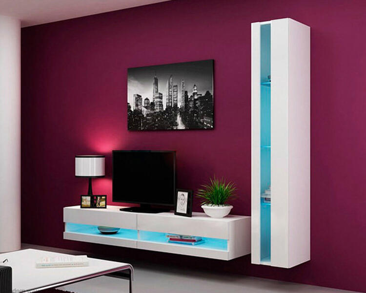 Гостиная Виго нью 9 Белый Фасадный 0101 220*42*180 см, Белый   Фиеста