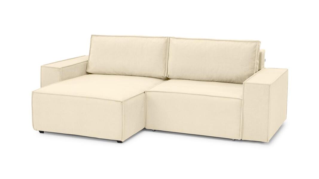 Диван с оттоманкой Софт 2 (малый) Vivaldi 03 240*150*80 см, Бежевый Велюр Еврокнижка Фиеста