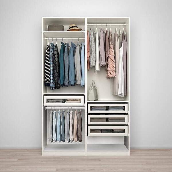 Гардероб PAX (комбинация) с 4 ящиками 150x58x236 см (белый) 150*58*236 см, Белый   Фиеста