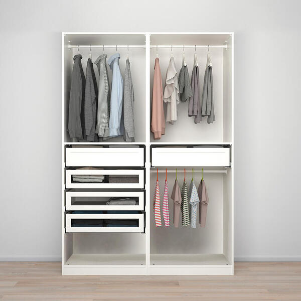 Гардероб PAX (комбинация) с 5 ящиками 150x58x201 см (белый) 150*58*201 см, Белый   Фиеста