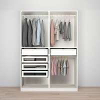 Гардероб PAX (комбинация) с 5 ящиками 150x58x201 см (белый) 150*58*201 см, Белый   Фиеста