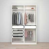 Гардероб PAX (комбинация) с 5 ящиками 150x58x236 см (белый) 150*58*236 см, Белый   Фиеста