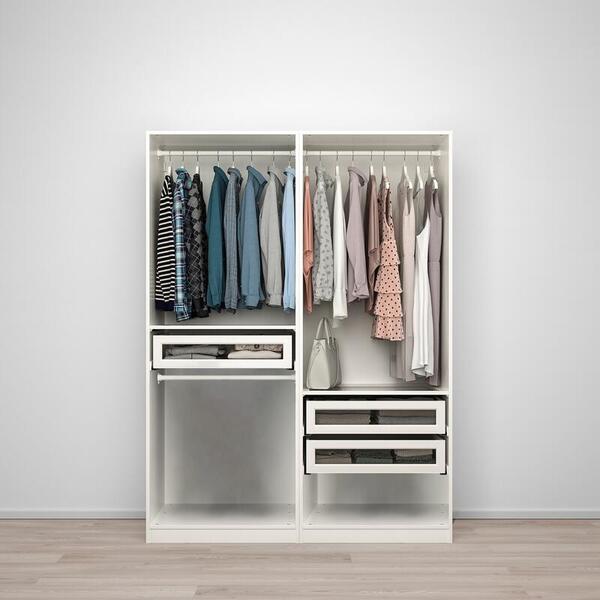 Гардероб PAX с 3 ящиками (комбинация) 150x58x201 см (белый) 150*58*201 см, Белый   Фиеста