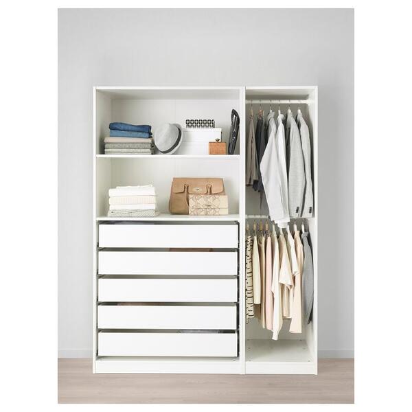 Гардероб PAX с 5 ящиками 150x58x201 см (белый) 150*58*201 см, Белый   Фиеста