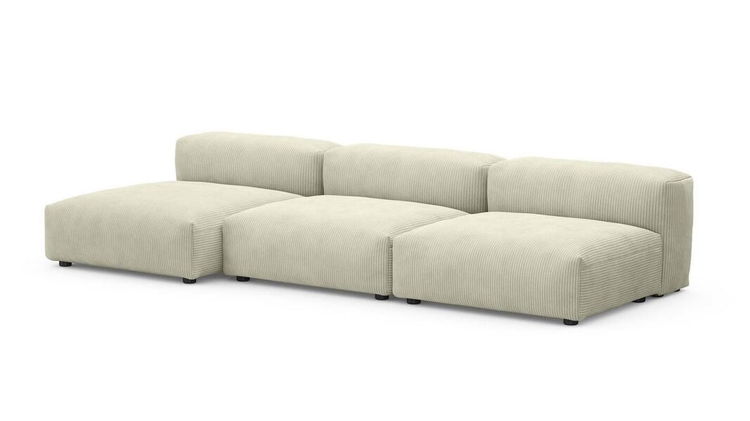 Диван с оттоманкой Фиджи (малый) Cilium Bone 315*137*62 см, Белый Вельвет Нераскладной Фиеста