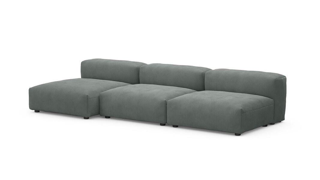 Диван с оттоманкой Фиджи (малый) Cilium Grafit 315*137*62 см, Серый Вельвет Нераскладной Фиеста