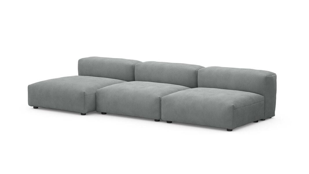 Диван с оттоманкой Фиджи (малый) Cilium Steel 315*137*62 см, Серый Вельвет Нераскладной Фиеста