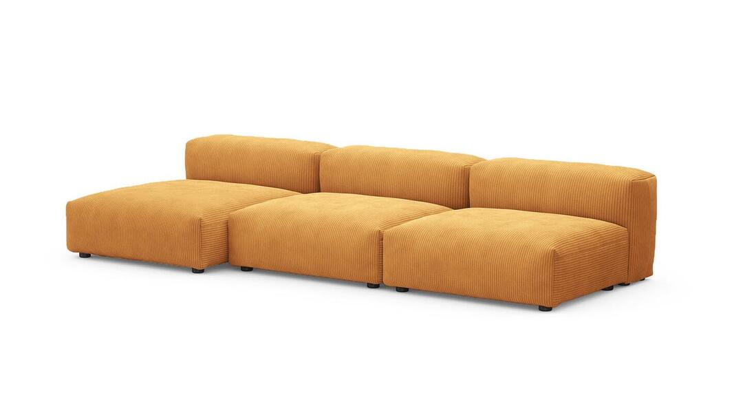 Диван с оттоманкой Фиджи (малый) Cilium Umber 315*137*62 см, Желтый Вельвет Нераскладной Фиеста