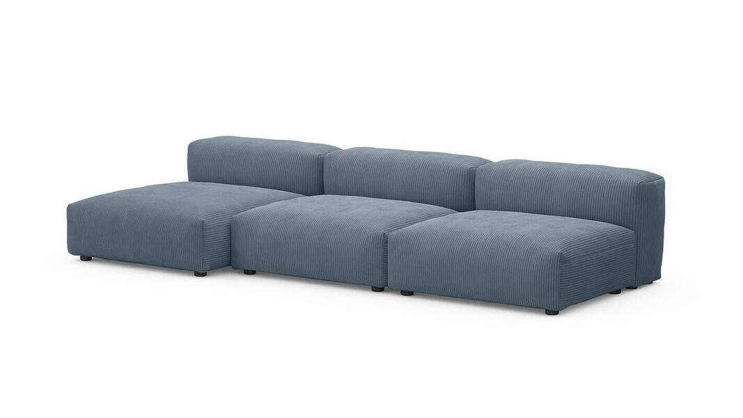 Диван с оттоманкой Фиджи (малый) Cilium Indigo 315*137*62 см, Синий Вельвет Нераскладной Фиеста