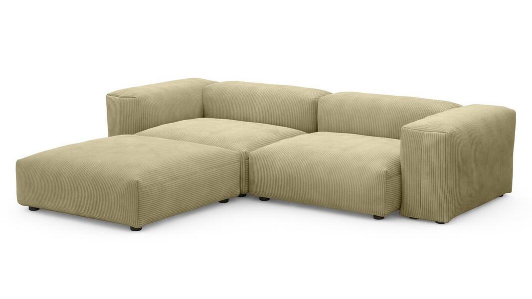 Диван с оттоманкой Фиджи Cilium Cream 273*221*62 см, Бежевый Вельвет Нераскладной Фиеста