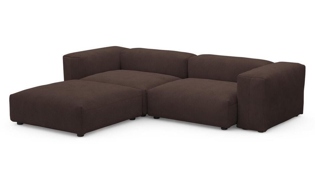 Диван с оттоманкой Фиджи Cilium Chocolate 273*221*62 см, Коричневый Вельвет Нераскладной Фиеста