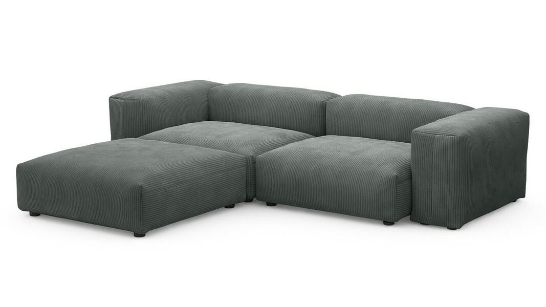 Диван с оттоманкой Фиджи Cilium Grafit 273*221*62 см, Серый Вельвет Нераскладной Фиеста