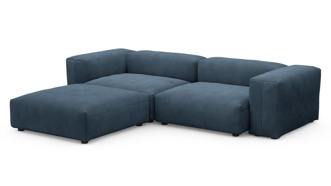 Диван с оттоманкой Фиджи Cilium Indigo 273*221*62 см, Синий Вельвет Нераскладной Фиеста