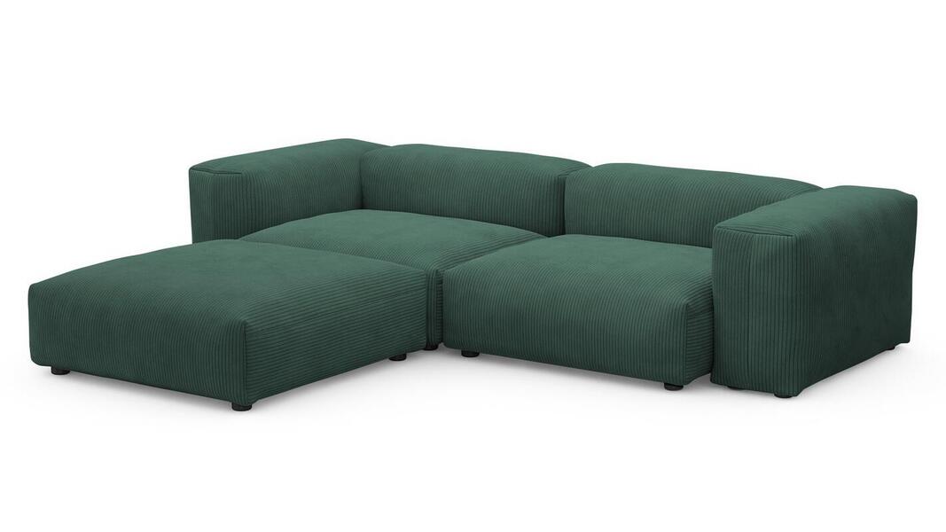 Диван с оттоманкой Фиджи Cilium Forest 273*221*62 см, Зеленый Вельвет Нераскладной Фиеста