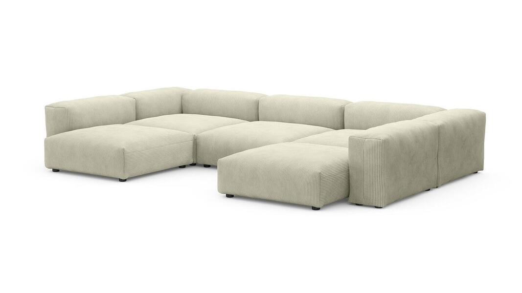 Диван Фиджи (П-образный) Cilium Bone 378*242*62 см, Белый Вельвет Нераскладной Фиеста