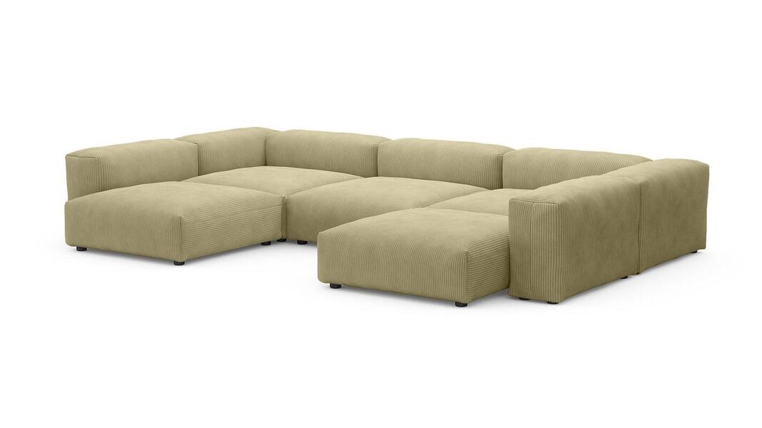 Диван Фиджи (П-образный) Cilium Cream 378*242*62 см, Бежевый Вельвет Нераскладной Фиеста