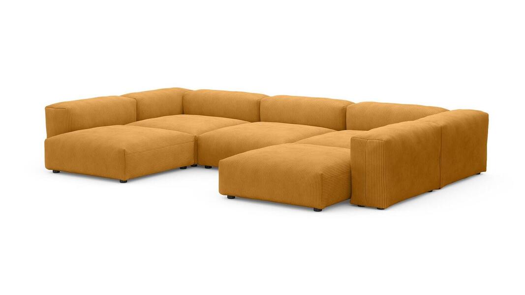 Диван Фиджи (П-образный) Cilium Umber 378*242*62 см, Желтый Вельвет Нераскладной Фиеста
