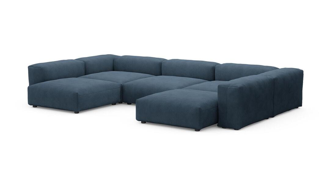 Диван Фиджи (П-образный) Cilium Indigo 378*242*62 см, Синий Вельвет Нераскладной Фиеста