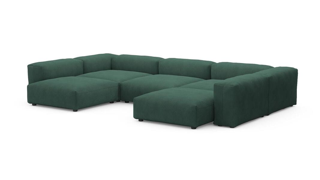 Диван Фиджи (П-образный) Cilium Forest 378*242*62 см, Зеленый Вельвет Нераскладной Фиеста