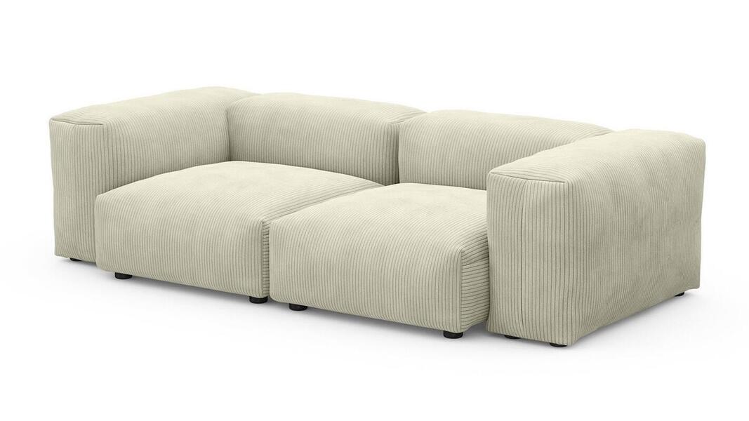 Диван Фиджи двухсекционный (малый) Cilium Bone 231*116*62 см, Белый Вельвет Нераскладной Фиеста