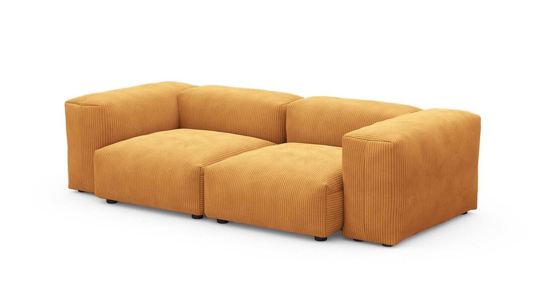 Диван Фиджи двухсекционный (малый) Cilium Umber 231*116*62 см, Желтый Вельвет Нераскладной Фиеста