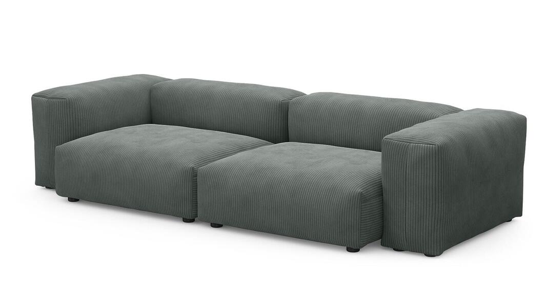 Диван Фиджи двухсекционный (большой) Cilium Grafit 273*116*62 см, Серый Вельвет Нераскладной Фиеста