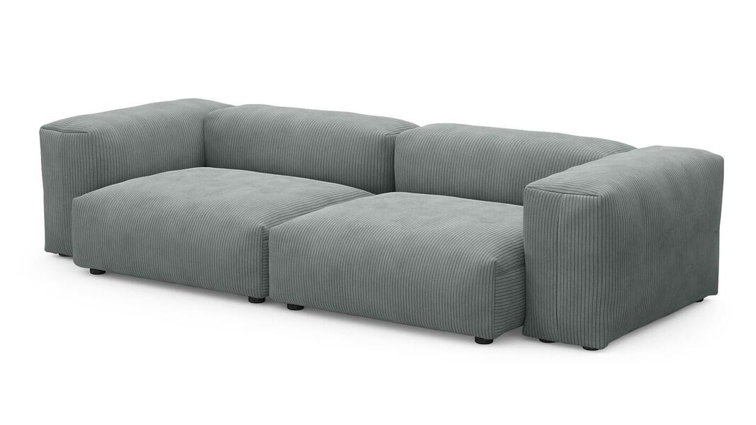 Диван Фиджи двухсекционный (большой) Cilium Steel 273*116*62 см, Серый Вельвет Нераскладной Фиеста