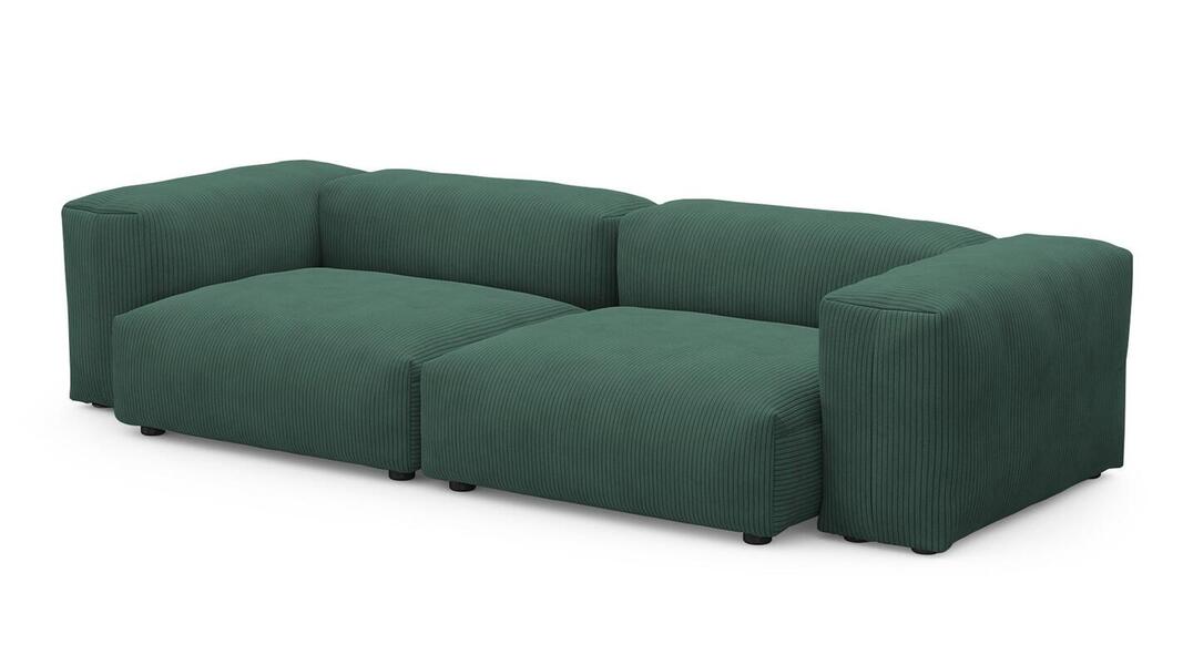 Диван Фиджи двухсекционный (большой) Cilium Forest 273*116*62 см, Зеленый Вельвет Нераскладной Фиеста