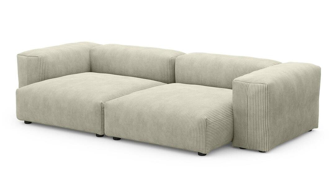 Диван Фиджи двухсекционный (большой и глубокий) Cilium Bone 273*137*62 см, Белый Вельвет Нераскладной Фиеста