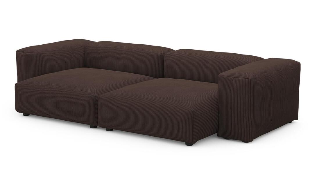 Диван Фиджи двухсекционный (большой и глубокий) Cilium Chocolate 273*137*62 см, Коричневый Вельвет Нераскладной Фиеста
