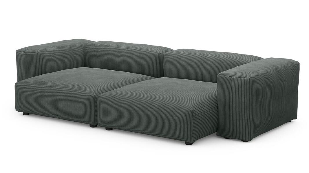 Диван Фиджи двухсекционный (большой и глубокий) Cilium Grafit 273*137*62 см, Серый Вельвет Нераскладной Фиеста