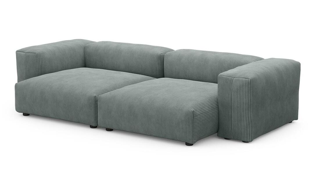 Диван Фиджи двухсекционный (большой и глубокий) Cilium Steel 273*137*62 см, Серый Вельвет Нераскладной Фиеста