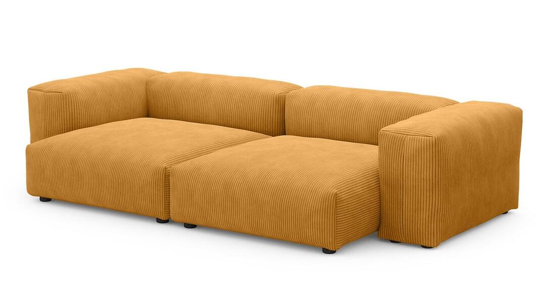 Диван Фиджи двухсекционный (большой и глубокий) Cilium Umber 273*137*62 см, Желтый Вельвет Нераскладной Фиеста