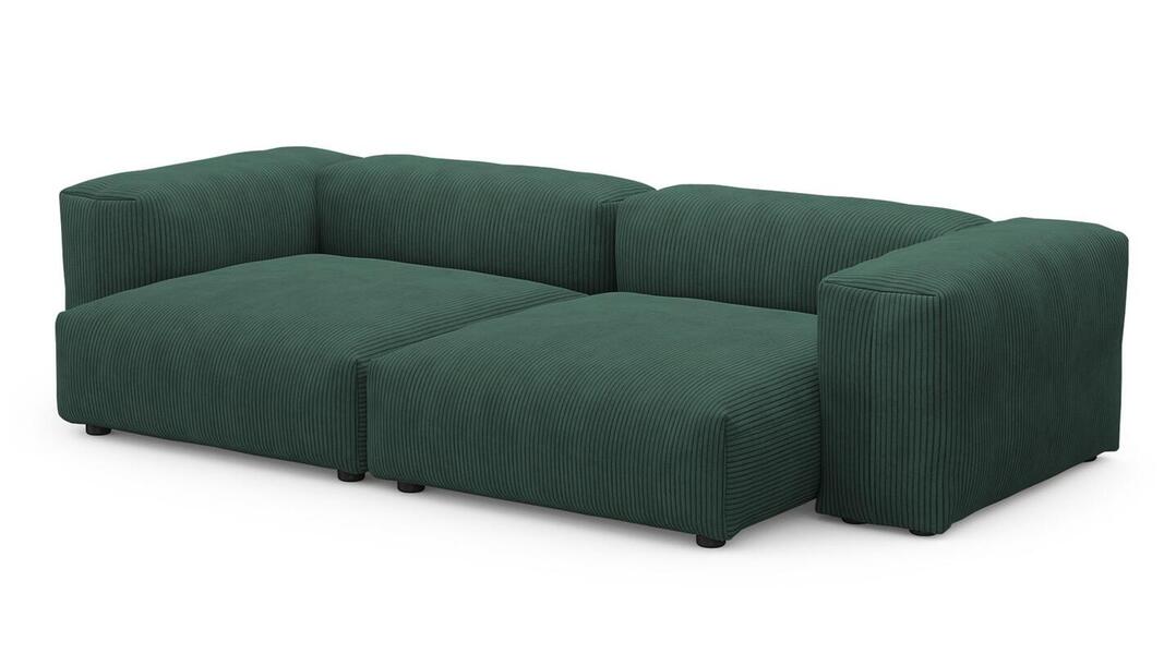 Диван Фиджи двухсекционный (большой и глубокий) Cilium Forest 273*137*62 см, Зеленый Вельвет Нераскладной Фиеста