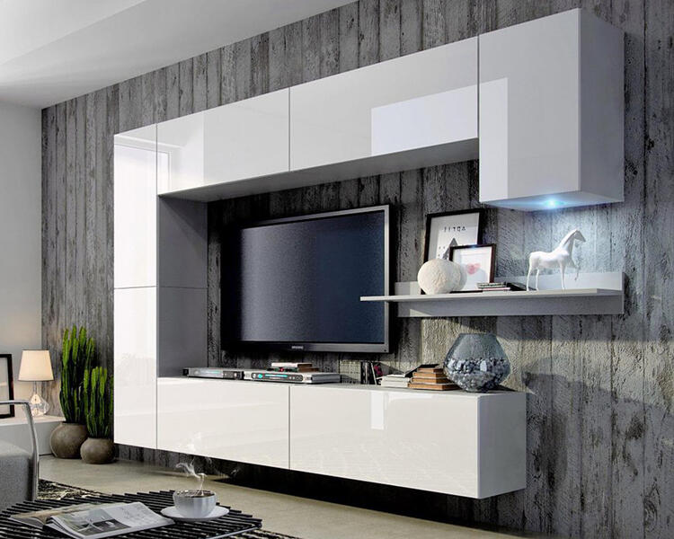 Гостиная 7 МДФ Белый DM635-6 / Белый Фасадный 0101 256*35*166 см, Белый   Фиеста