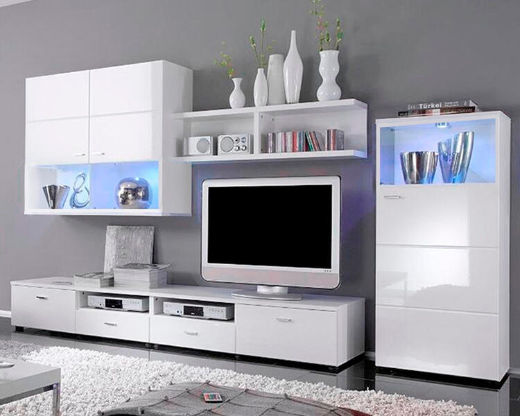 Гостиная Ноктюрн 3 МДФ (белая) 300*45*220 см, Белый   Фиеста