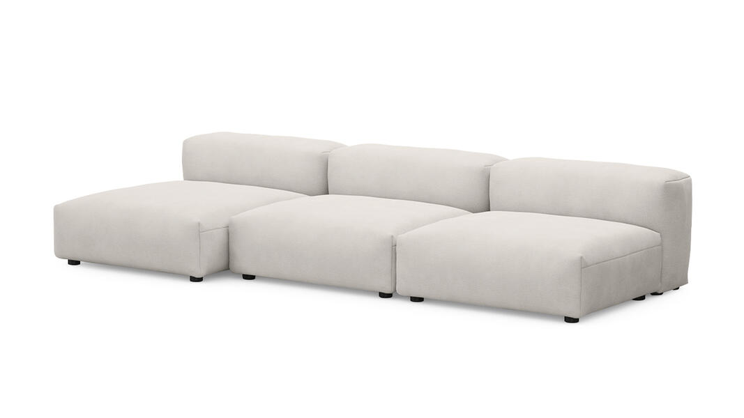 Диван с оттоманкой Фиджи (малый) Vivaldi 01 315*137*62 см, Белый Велюр Нераскладной Фиеста