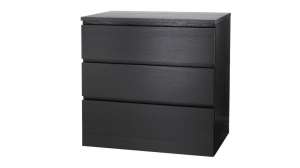 Комод MALM Черный 0190 PR (3 ящика) 80*48*78 см, Черный   Фиеста