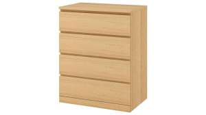 Комод MALM Бук Бавария 0381 PR (4 ящика) 80*48*102 см, Оранжевый   Фиеста