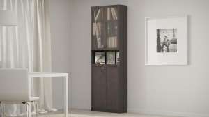 Шкаф книжный Билли 333 Венге Цаво 3354 80*30*237 см, Черный   Фиеста