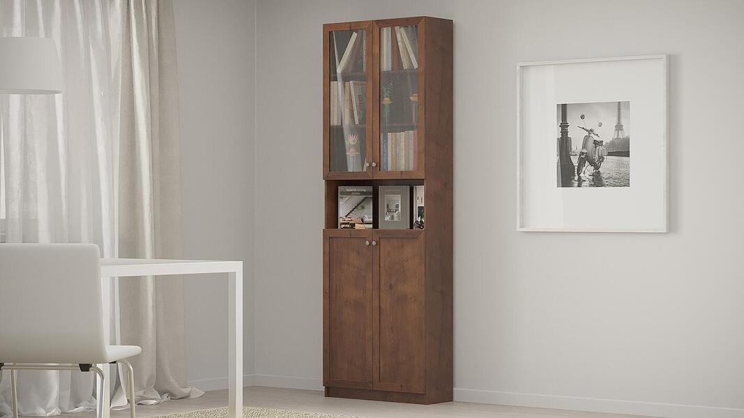 Шкаф книжный Билли 333 Орех Экко 9459 80*30*237 см, Коричневый   Фиеста