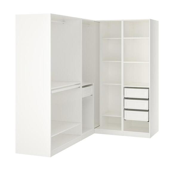 Гардероб PAX (угловой) комбинация с 4 ящиками (белый) 160*210*201 см, Белый   Фиеста