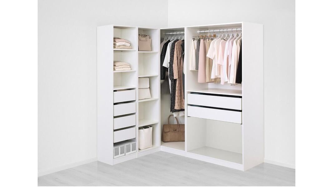 Гардероб PAX угловой с 6 ящиками и 8 полками (белый) 161*188*201 см, Белый   Фиеста