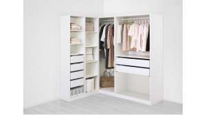 Гардероб PAX угловой с 6 ящиками и 8 полками (белый) 161*188*201 см, Белый   Фиеста