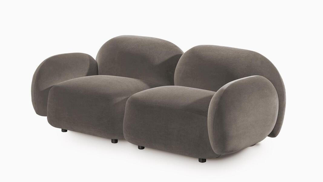 Диван Мальдивы двухсекционный Andria Delta 8 172*82*73 см, Серый Велюр Антивандал Нераскладной Фиеста