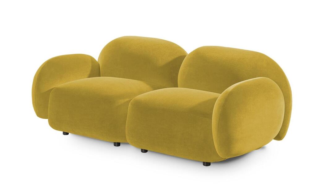 Диван Мальдивы двухсекционный Andria Delta 26 172*82*73 см, Желтый Велюр Антивандал Нераскладной Фиеста