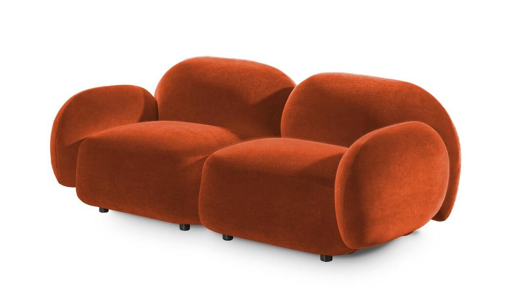 Диван Мальдивы двухсекционный Andria Delta 30 172*82*73 см, Оранжевый Велюр Антивандал Нераскладной Фиеста